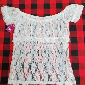 White Lace Peasant Top